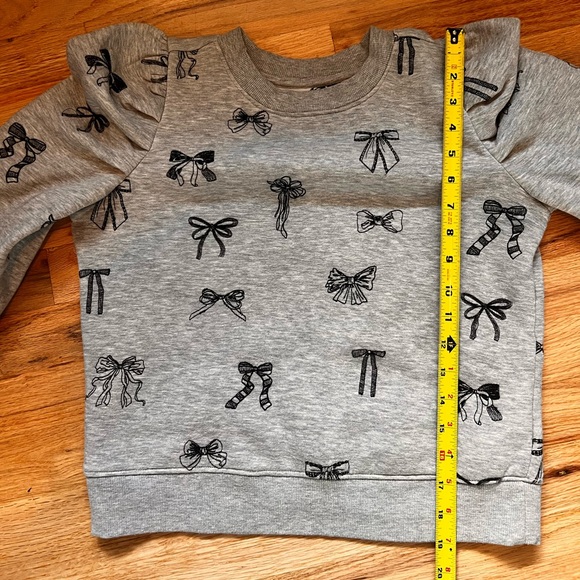 Anthropologie Maeve Embroidered Bow Puff Sleeve Sweatshirt - Picture 6 of 6